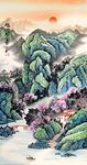 竖幅山水画门厅风水画