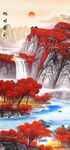 秋日山水瀑布盛景图
