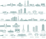 郑州河南城市建筑剪影地标插画