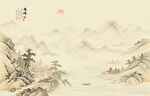 中式古典古风山水画背景