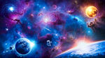 宇宙黑洞太空星球宇航员星空背景