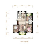 三室户型平面图展示
