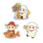 羊年吉祥卡通形象插画