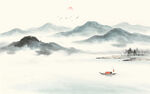 中式意境水墨山水画