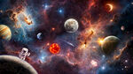 太空星球宇航员宇宙漩涡银河背景