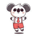 穿正装跳跃的可爱熊猫