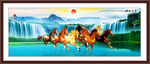 八马图山水画