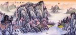 水墨山水国画景观图