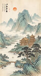 宋式青绿千里江山山水装饰画