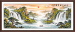 八方聚财山水画