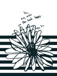 黑白条纹旁的简约花朵