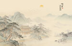 中式古风古典山水画背景