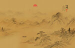 新中式古画古风山水画背景墙壁画