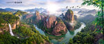 中国山水风景画丹霞地貌 