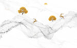 抽象水墨线条烟雾大理石山水画