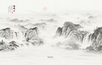 新中式水墨国画山水电视背景墙
