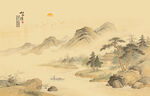新中式古风古典山水画背景壁画