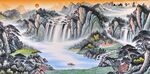 山水瀑布风景图