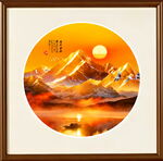 圆形日照金山山水画