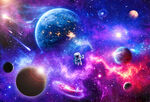 梦幻宇宙星空太空星球宇航员背景