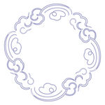 中式云纹圆形装饰框线稿矢量图