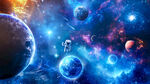 梦幻宇宙璀璨星球宇航员太空背景