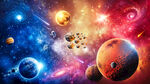 绚丽宇宙星空外太空陨石星球背景