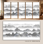 中式山水墨韵移门图案
