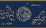 国潮风线条迎客松背景墙
