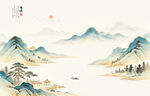 新中式国画山水电视背景墙