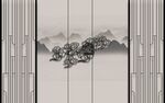 中式山水屏风装饰画