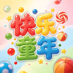 快乐童年主题多彩插画