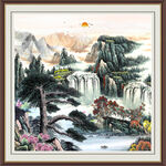 八方聚财山水画