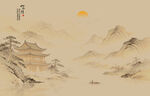 新中式国画山水背景墙