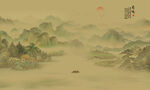 国画山水画背景墙