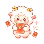 羊年新春矢量小羊收红包拜年