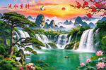 旭日东升山水