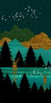 星夜山湖风景玄关装饰画