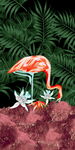 热带风火烈鸟手绘玄关图