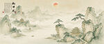国风青绿山水古画