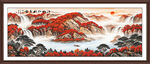 鸿运当头聚宝盆客厅山水装饰画