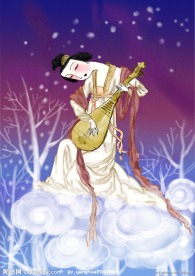 日本仕女水墨画