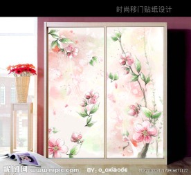 移门贴画设计 水彩 手绘