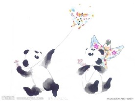 熊猫放风筝