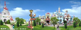 迪士尼卡通城堡景观效果图