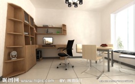 时尚书房设计3D模型(内置全部贴图)