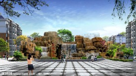 假山跌水效果图