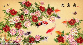 九鱼图 富贵有余