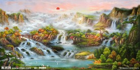 油画风景 漂亮的山水油画