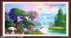 国画 松鹤图 松鹤延年 油画